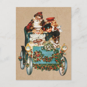 Postal Festiva Navidades antiguos de época Santa Claus Kraft Brow