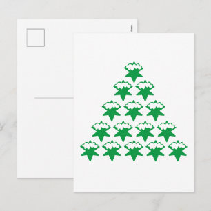 Postal Festiva Navidades Árbol de estrellas de nieve verde, fondo
