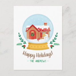 Postal Festiva Navidades artesanales de nieve saludan al globo de