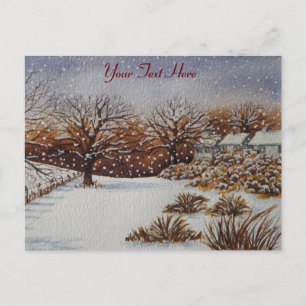 Postal Festiva navidades atmosféricos ruáticos cabañas nevadas