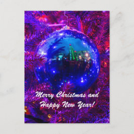 Postal Festiva Navidades azul rojo