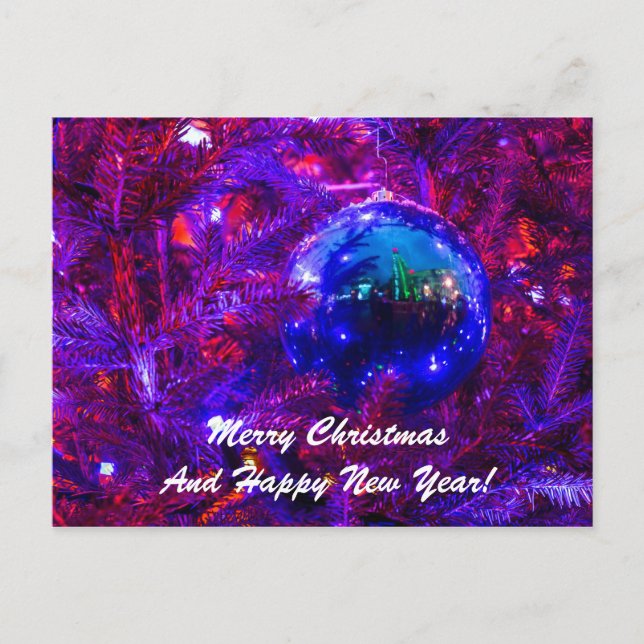 Postal Festiva Navidades azul rojo (Anverso)