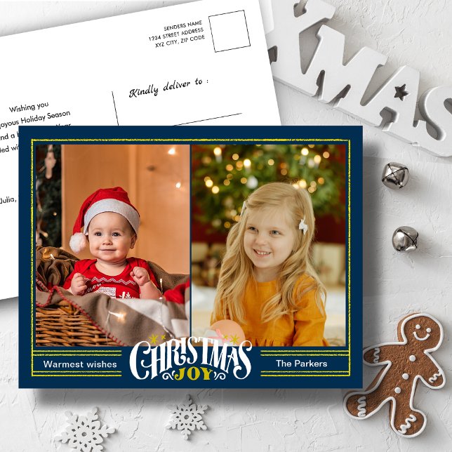 Postal Festiva Navidades azules polvorientos y modernos disfrutan (Subido por el creador)