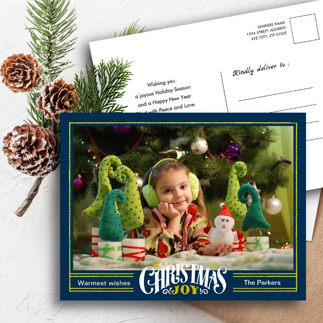 Postal Festiva Navidades azules polvorientos y modernos disfrutan (Subido por el creador)