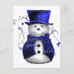 Postal Festiva Navidades azules Snowman