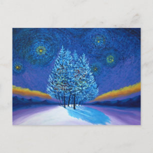Postal Festiva Navidades azules Van Gogh Style