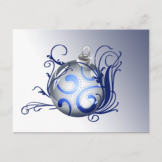 Postal Festiva navidades azules y elegantes saludan a PostCards (Anverso)