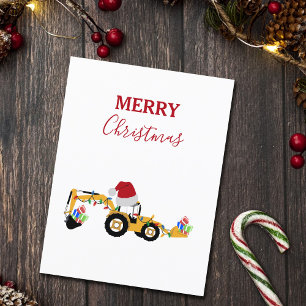 Postal Festiva Navidades Backhoe Construction Truck