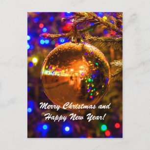 Postal Festiva Navidades Ball Iluminación Amarilla