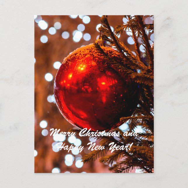 Postal Festiva Navidades Ball Red White (Anverso)