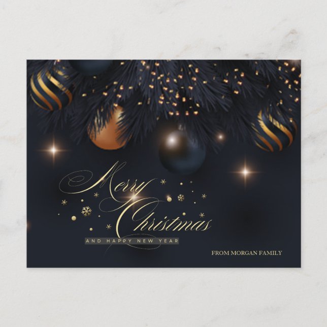 Postal Festiva Navidades Balls Pine Tree Brands Black (Anverso)
