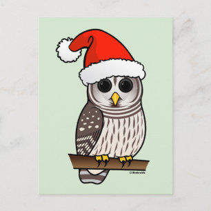 Postal Festiva Navidades Barred Owl Santa