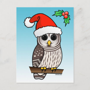 Postal Festiva Navidades Barred Owl Santa