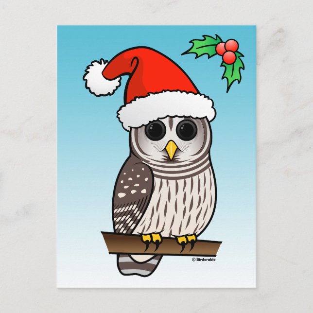 Postal Festiva Navidades Barred Owl Santa (Anverso)