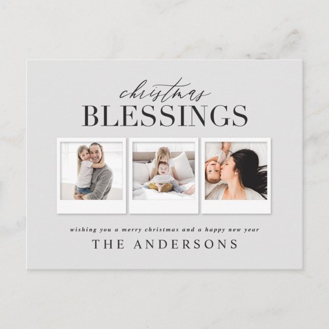 Postal Festiva Navidades bendiciendo vacaciones de fotos múltiple (Anverso)