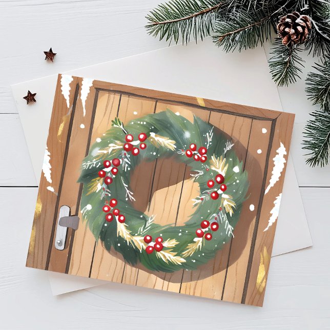 Postal Festiva Navidades Berry Wreath | Melaza Rustica Merry (Subido por el creador)