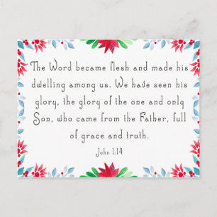 Postal Festiva Navidades Biblia Floral Verse Postcard