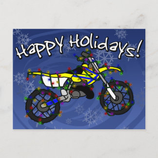 Postal Festiva Navidades Bicicleta sucia amarilla