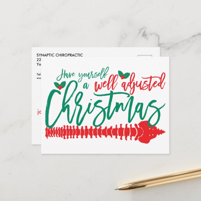Postal Festiva Navidades bien ajustados Quiropráctico (Anverso/Reverso In Situ)