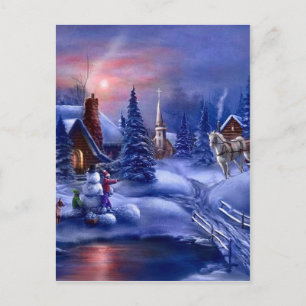 Postal Festiva Navidades blancos