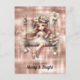 Postal Festiva Navidades Blancos Fairy Merry And Bright