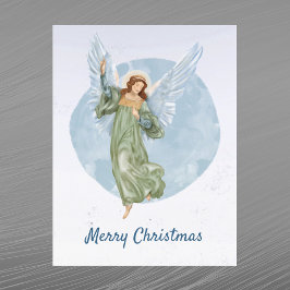 Postal Festiva Navidades Blue Angel Watercolor