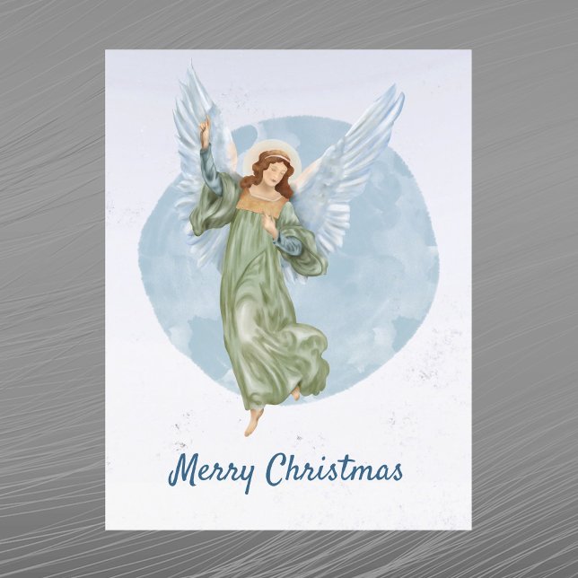 Postal Festiva Navidades Blue Angel Watercolor (Subido por el creador)