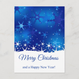Postal Festiva Navidades Blue Winter Snowflakes
