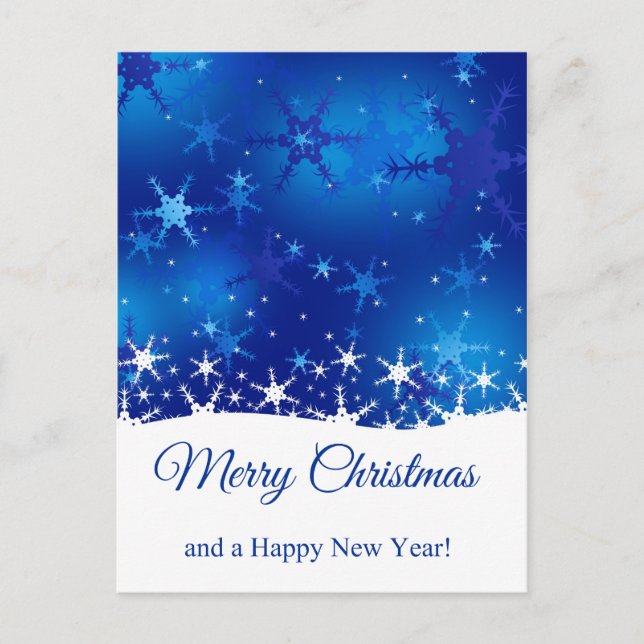 Postal Festiva Navidades Blue Winter Snowflakes (Anverso)