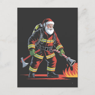 Postal Festiva Navidades bomberos anuncian XMas como un curioso S