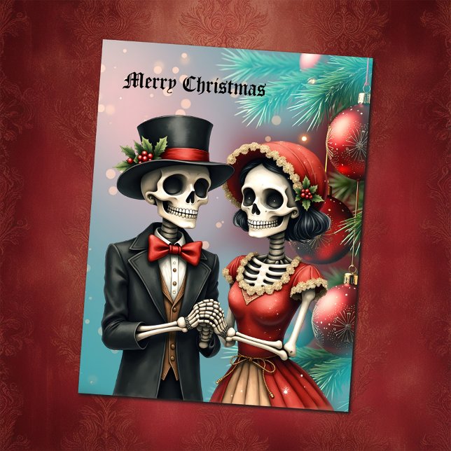 Postal Festiva Navidades Bone Romance, una pareja festiva de esqu (Subido por el creador)