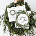 Postal Festiva Navidades botánicos de acuarela mínima moderna<br><div class="desc">Modernos Navidades botánicos mínimos escribieron feliz Navidad con Navidades navideños podtcard. El eucalipto pintado a mano,  el follaje mínimo y la moderna corona rústica de mimbre le dan a esta tarjeta un ambiente lujoso. En verdes,  marrones y grises elegantes.</div>