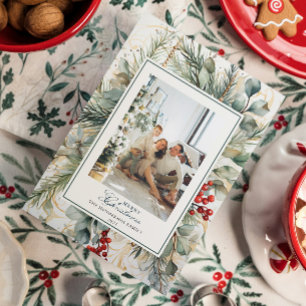 Postal Festiva Navidades botánicos de acuarela moderna Foto