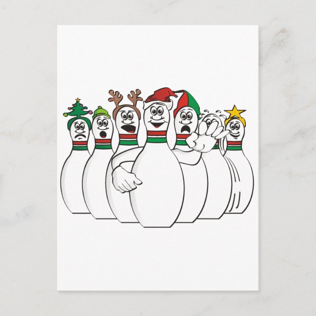 Postal Festiva Navidades Bowling Pins (Anverso)