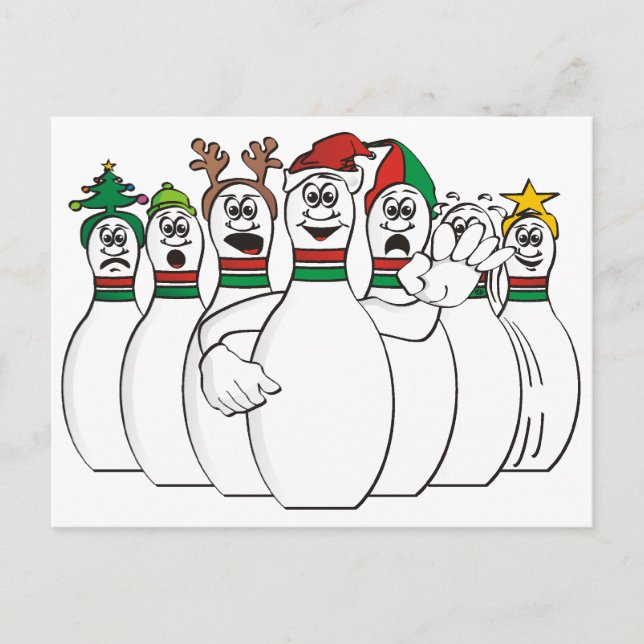 Postal Festiva Navidades Bowling Pins (Anverso)
