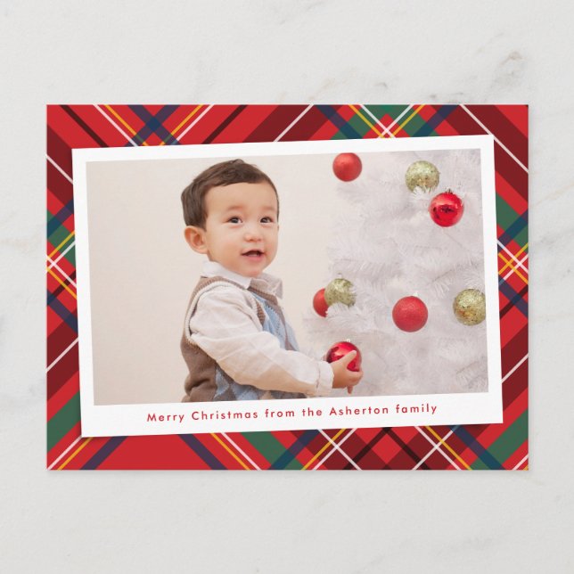 Postal Festiva Navidades brillantes y coloridos roban una foto (Anverso)