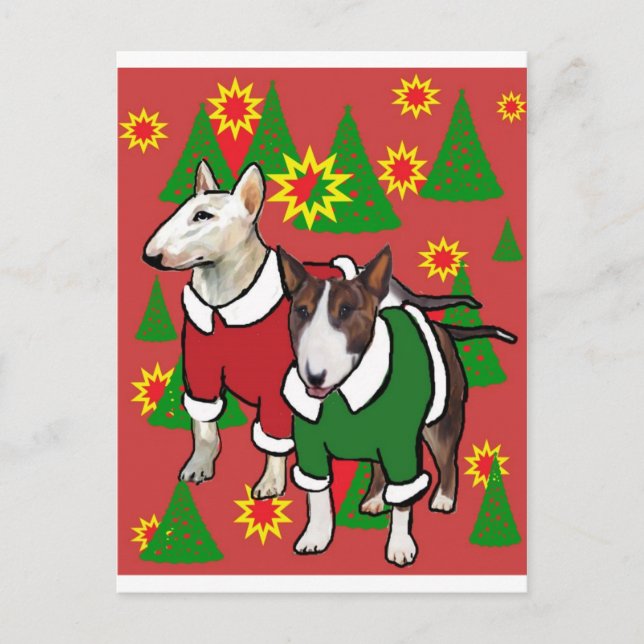 Postal Festiva Navidades bull terrier (Anverso)