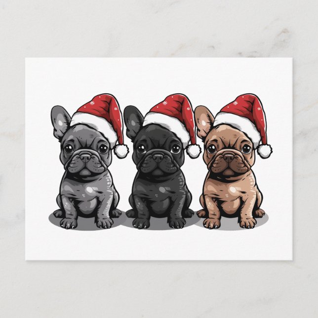 Postal Festiva Navidades Bulldog francés Santa Dog (Anverso)