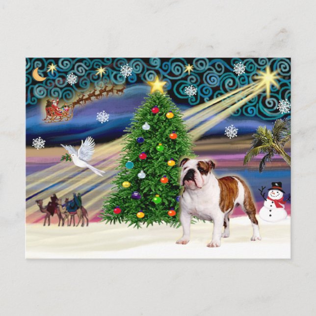 Postal Festiva Navidades Bulldog mágico inglés 5 (Anverso)