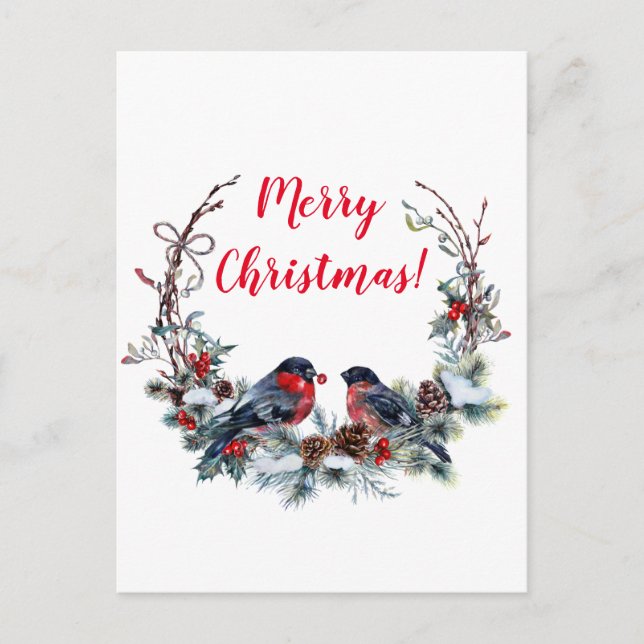 Postal Festiva Navidades Bullfinch (Anverso)