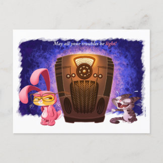 Postal Festiva NAVIDADES BUNNY CATS por Jeff Willis Art