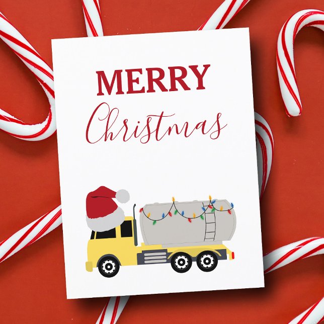 Postal Festiva Navidades Camiones de transporte de camiones ciste (Christmas Tanker Truck Transportation Trucks Holiday Postcard)