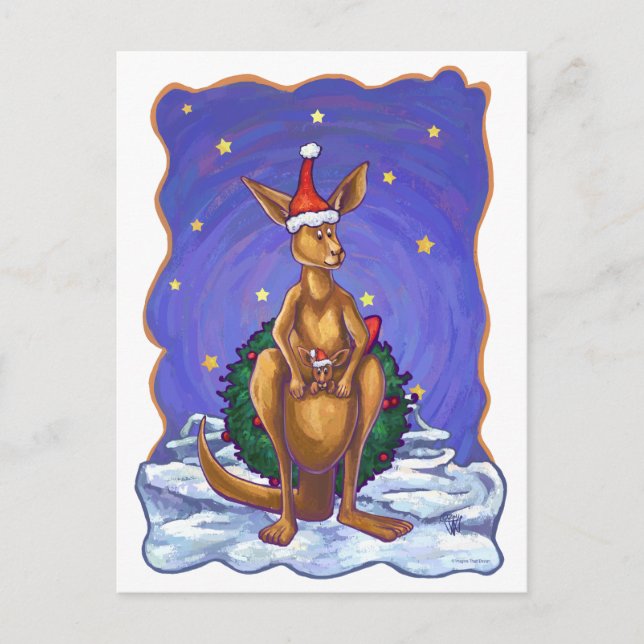Postal Festiva Navidades canguro Starry Night (Anverso)