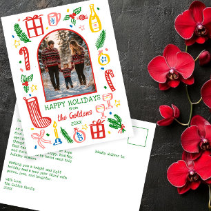 Postal Festiva Navidades caprichosos adoran foto del arco Persona
