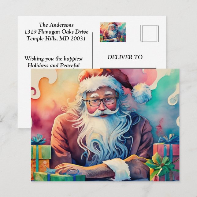 Postal Festiva Navidades caprichosos del personalizar Santa (Anverso / Reverso)