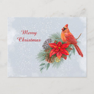 Postal Festiva Navidades Cardenal Rojo Poinsettia Business