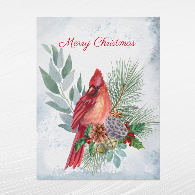 Postal Festiva Navidades Cardenales Red Pine Greenery (Subido por el creador)