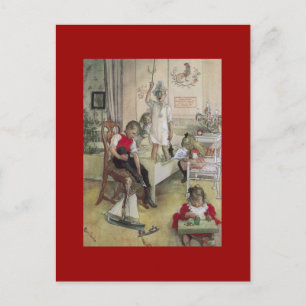 Postal Festiva Navidades Carl Larsson en la mañana de 1894