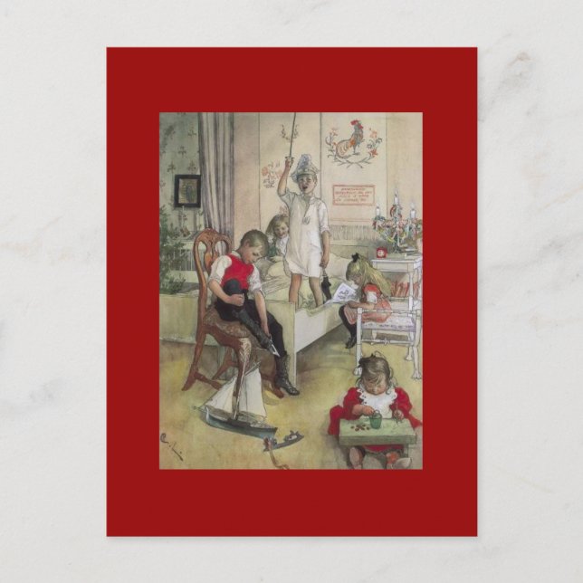 Postal Festiva Navidades Carl Larsson en la mañana de 1894 (Anverso)