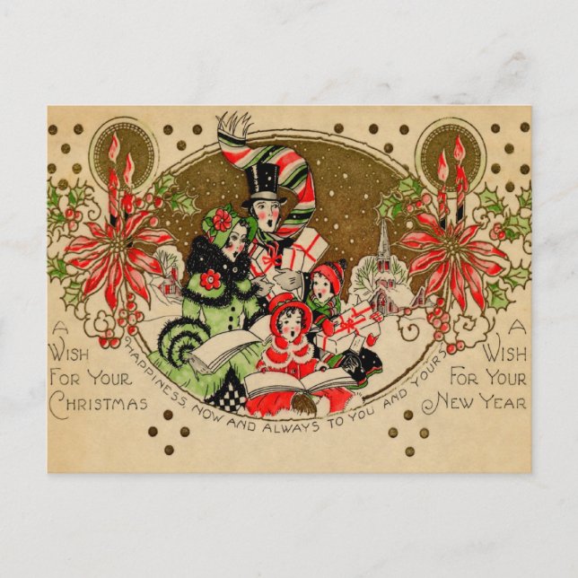 Postal Festiva Navidades Carolers (Anverso)